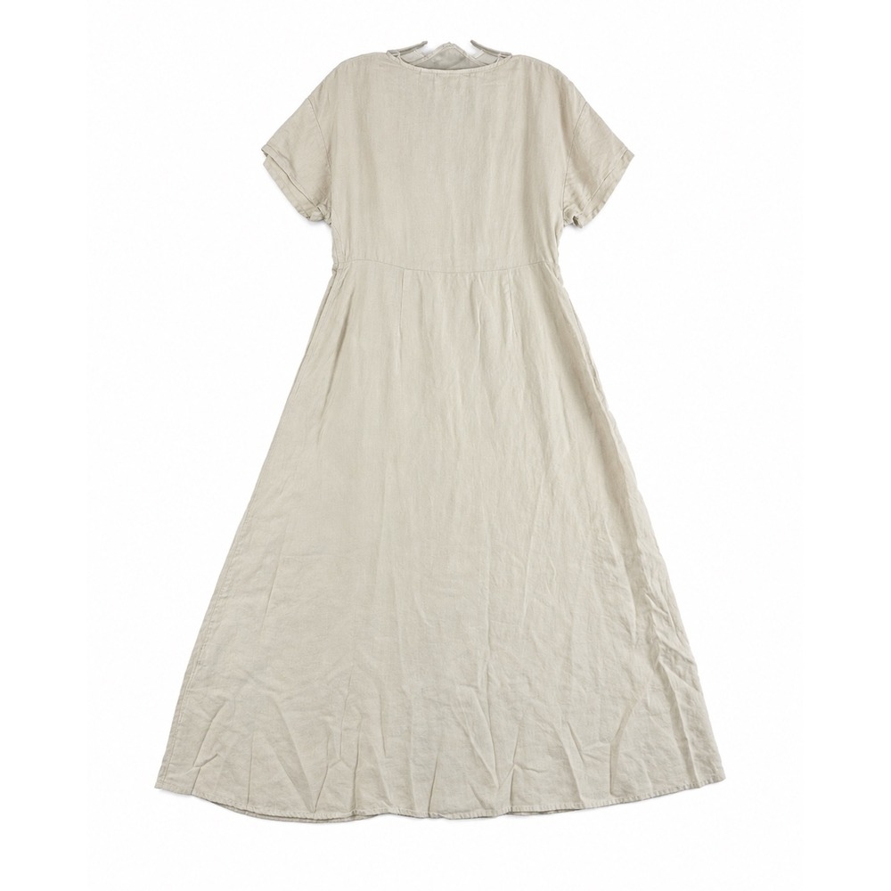 Rachel Zoe Midi Dress Women Sz S Cream 100% Linen Coastal Summer Resort - Picture 5 of 9